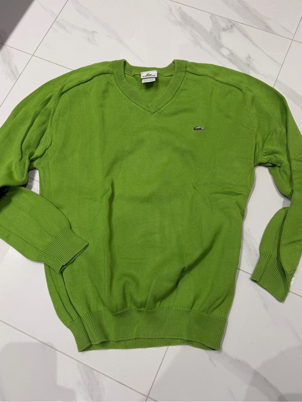Lacoste Lime Green V-Neck Sweater for Men